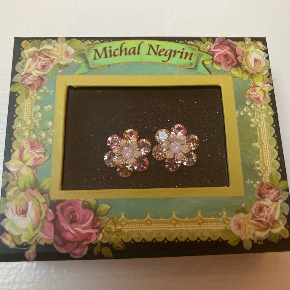 Michal Negrin earrings! Pink, flower earrings never worn!
